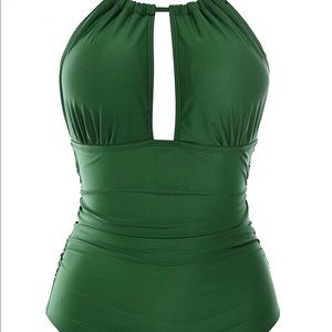 One Piece Swimsuit Tummy Control Swimwear V Neck